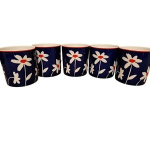 5 Kate Spade Lenox Wickford Belleville Pond Daisy Mugs Set of 5 Blue White Red